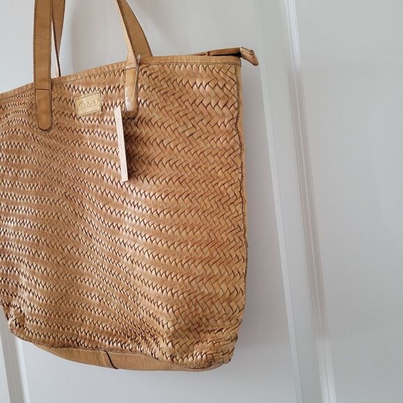 Sirimiri Handcrafter Braided Leather Tote bag Mustard BOHO Soft NWT - Picture 5 of 12